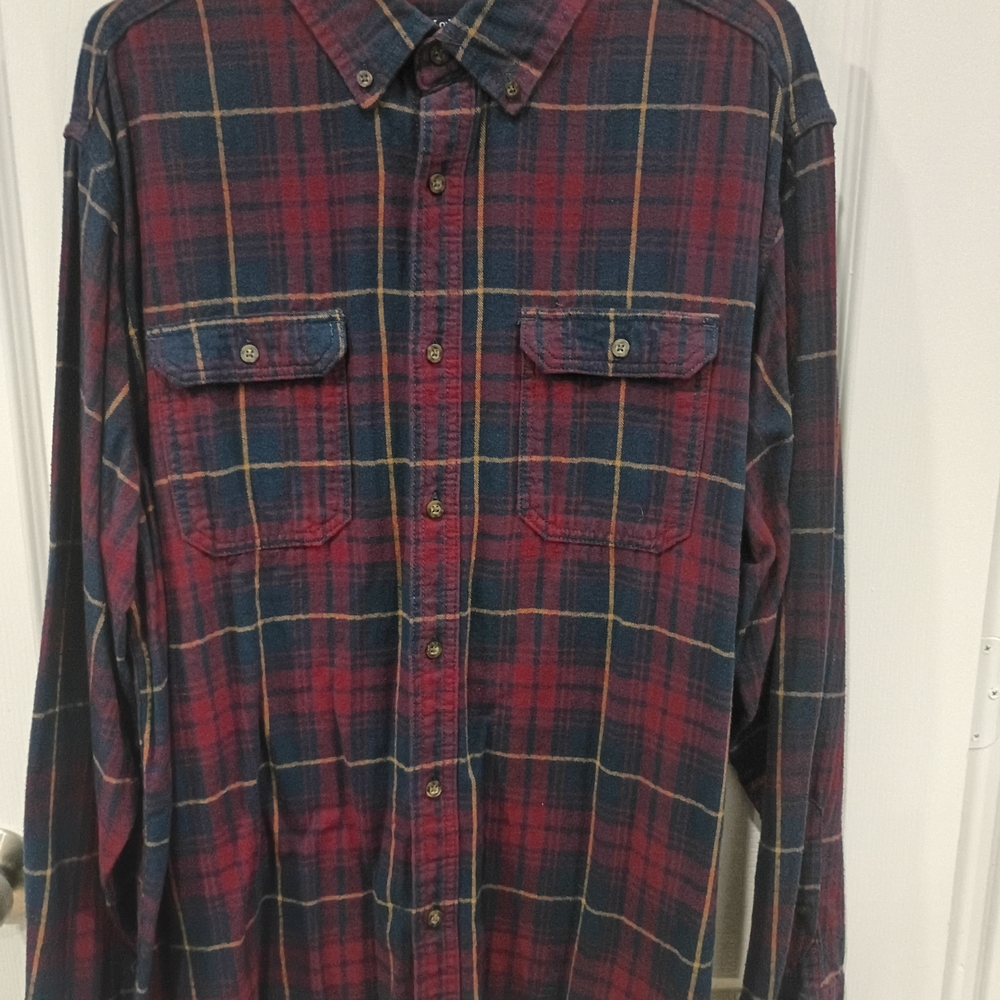 George Men's Red and Blue Plaid Casual Shirt